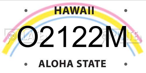O2122M Hawaii License Plate