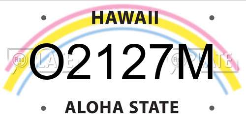 O2127M Hawaii License Plate