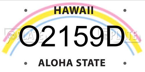 O2159D Hawaii License Plate