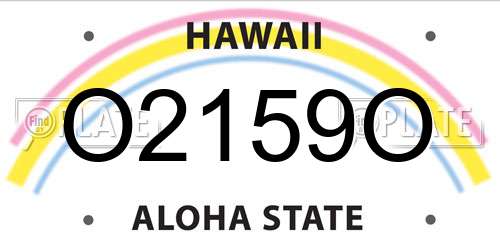 O2159O Hawaii License Plate