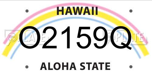 O2159Q Hawaii License Plate