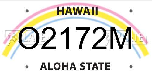 O2172M Hawaii License Plate