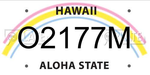 O2177M Hawaii License Plate