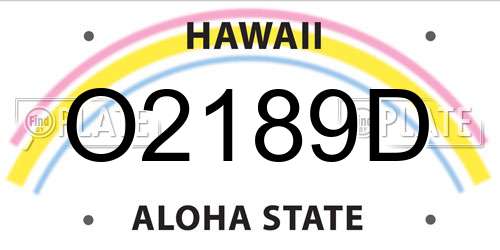 O2189D Hawaii License Plate