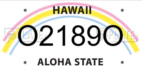 O2189O Hawaii License Plate