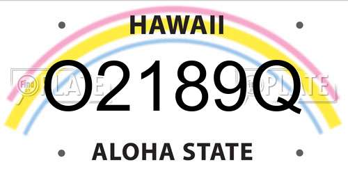 O2189Q Hawaii License Plate