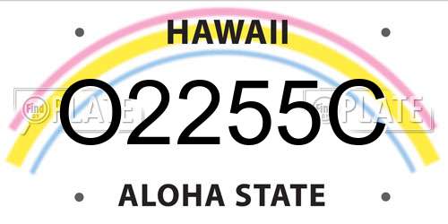 O2255C Hawaii License Plate