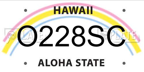 O228SC Hawaii License Plate