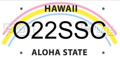 O22SSC Hawaii License Plate