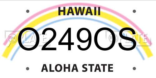 O249OS Hawaii License Plate