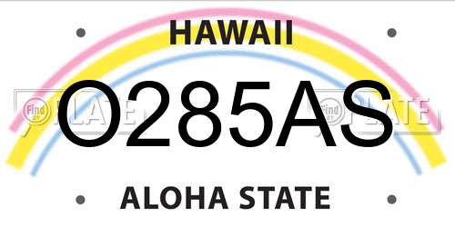 O285AS Hawaii License Plate