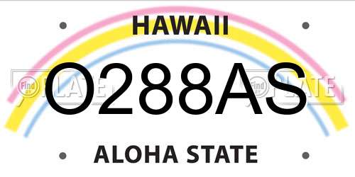 O288AS Hawaii License Plate