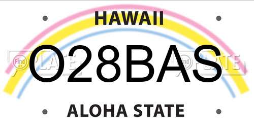 O28BAS Hawaii License Plate