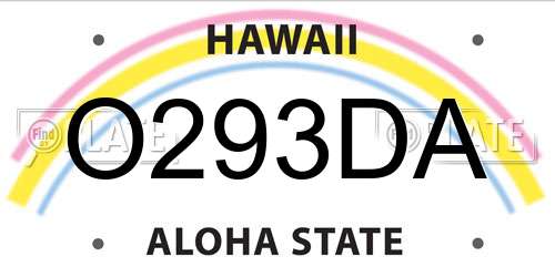 O293DA Hawaii License Plate