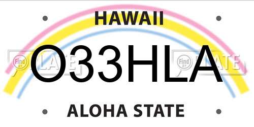 O33HLA Hawaii License Plate