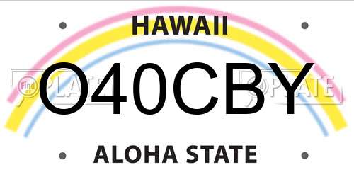 O40CBY Hawaii License Plate