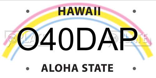 O40DAP Hawaii License Plate