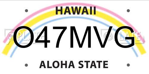 O47MVG Hawaii License Plate