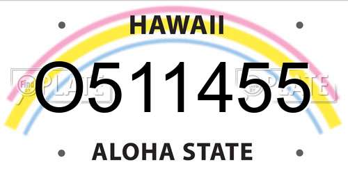 O511455 Hawaii License Plate