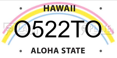 O522TO Hawaii License Plate