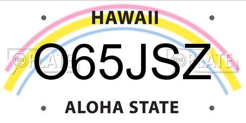 O65JSZ Hawaii License Plate