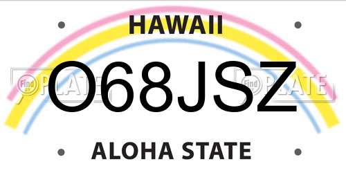 O68JSZ Hawaii License Plate