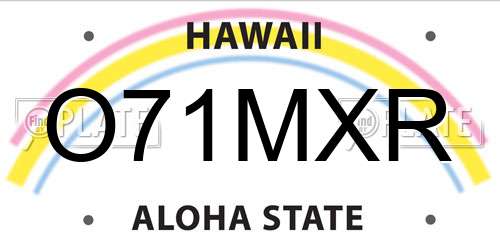 O71MXR Hawaii License Plate