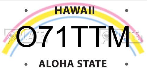 O71TTM Hawaii License Plate