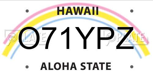 O71YPZ Hawaii License Plate