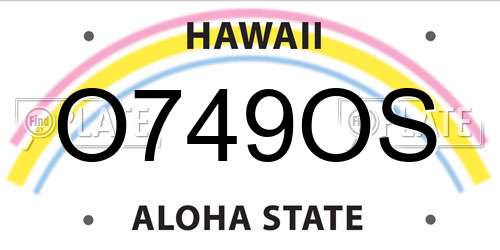 O749OS Hawaii License Plate