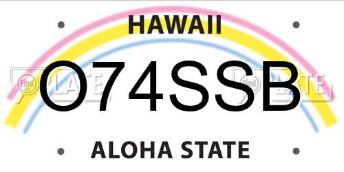O74SSB Hawaii License Plate