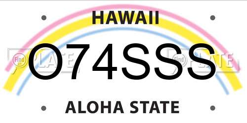 O74SSS Hawaii License Plate