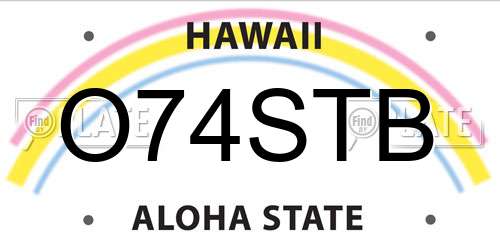 O74STB Hawaii License Plate