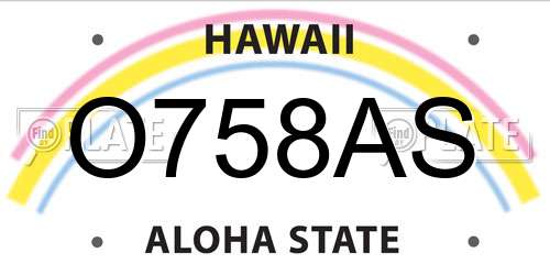 O758AS Hawaii License Plate