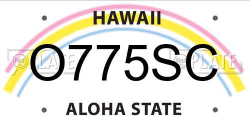 O775SC Hawaii License Plate