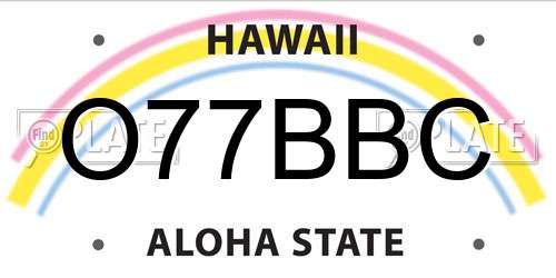 O77BBC Hawaii License Plate