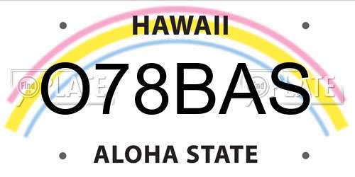 O78BAS Hawaii License Plate