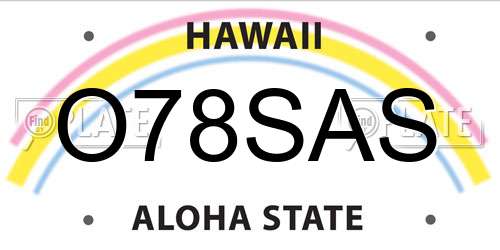 O78SAS Hawaii License Plate