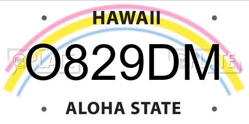O829DM Hawaii License Plate