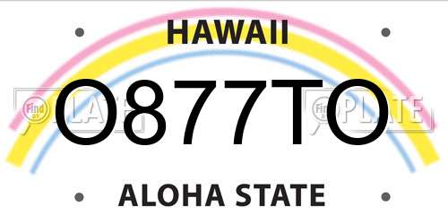 O877TO Hawaii License Plate