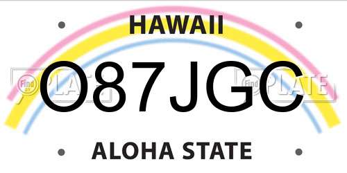 O87JGC Hawaii License Plate