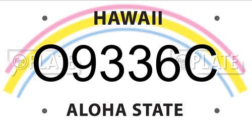 O9336C Hawaii License Plate