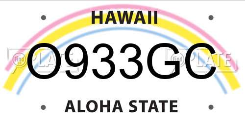 O933GC Hawaii License Plate