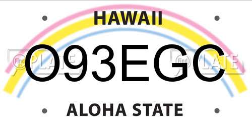 O93EGC Hawaii License Plate