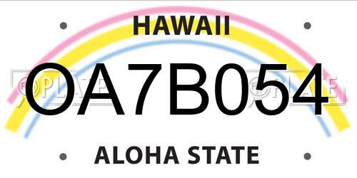 OA7B054 Hawaii License Plate