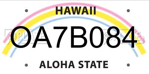 OA7B084 Hawaii License Plate