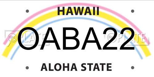 OABA22 Hawaii License Plate