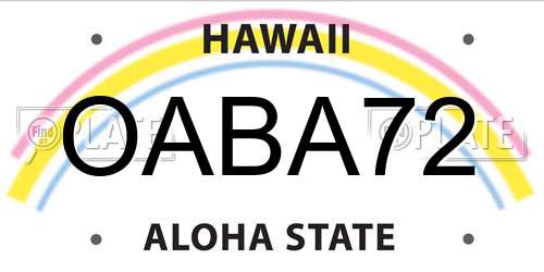 OABA72 Hawaii License Plate