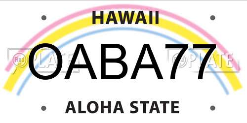 OABA77 Hawaii License Plate