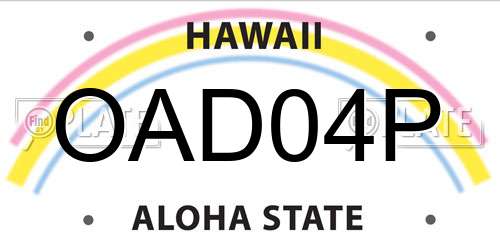 OAD04P Hawaii License Plate